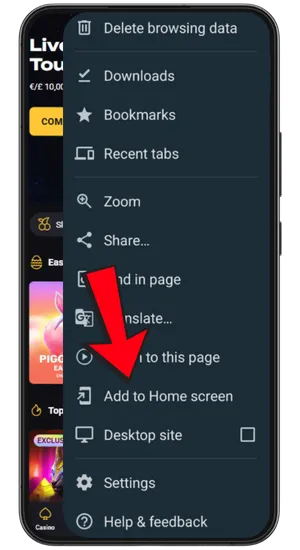 Tapping the three-dot menu icon in Chrome mobile browser to access additional options